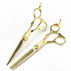 Professional 6 Gold Damascus cut hair scissors Flower screw cutting barber tools haircut thinning shears hairdresser scissors 240418