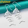 Brincos de balanço 925 Sterling Silver Fish Bone Drop for Women Party noivado de aniversário Presente de aniversário Jóias de moda