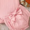 Vêtements Ensembles d'été Baby Girls Shorts à manches courtes à manches courte Roule Raip Bow Band Band Casual Casual