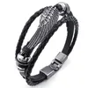 Charm Bracelets Retro Metal Buckle Bracelet Jewelry Wing Angel Braid Cuff Leather Alloy Fancy For Man And Woman Hand Chain Drop Deliv Dhtqb