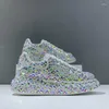 Scarpe casual 2024 Autunno Spring Leather Women Style Fashion Platform Ins Platforms Sneaker Tide Shine Bling Rhinestone