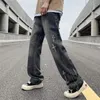 Men's Jeans Men Gradient Color Splicing Trendy Denim Pants With Distressed Cross For Streetwear A