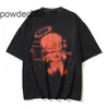 24SS American High Street Nuovo prodotto Mezza ritratto con arrota di Angelo Cartoon T-shirt vintage per uomo