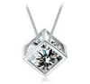 925 Sterling Silver Items Jewelry Wedding Halsband Vintage Crystal Jewelry Square Cube Diamond Pendant Stataling Necklace257E4872613