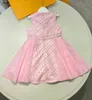 Luxury Princess Robe Tob Top Design Baby Jirt Taille 110-160 cm Kids Designer Vêtements Logo Printing Girls Partydress 24Pril