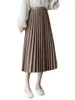 Skirts Japan Style Pleated Large Hem Umbrella Skirt Vintage High Waisted Mid Length Women 2024 Spring Summer X764