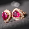 Stud Earrings Luxury Female Bule/red Stone White Gold Double Vintage Wedding For Elegant Women Drop