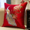 Yastık oturma odası kanepe nakış kuşu çiçek dekoratif yastıklar Çin tarzı kapak düğün partisi büyük yastık kılıfı 60x60cm