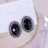 Boucles d'oreilles étalons de style ethnique rétro couleur argenté ovale pour les femmes vintage boho noire en phabinement de bijoux en cristal accessoires