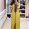 Vêtements ethniques Abaya pour les femmes Ramadan Islamic V-Col à col jellaba Femmes Robe Long Manches Loose Abaya Robe Fashion Arabe Dubai Vêtements D240419