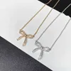 Luxury Tiffenny Designer Brand Pendant Colliers T Collier d'arc familial 925 argent sterling plaqué 18k Gol