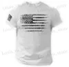 Мужская футболка для футболок мужская футболка 3D Print USA Флагская футболка Негабаритная случайная короткая летняя спортивная одежда мужская одежда TS Tops T240419