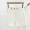 Kvinnors shorts qoerlin asymmetrisk hög midja vita kvinnor 2024 sommar elegant casual slim-fit back dragkedja byxor koreanska