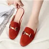 Spring Mule Shoes Autumn Pointed Toe Flat Quality Woman Slippers Half Shoes Loafers Mules Flip Flops Plus Size 31-44 Sandaler 240411