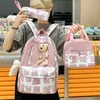 Sırt Çantası İlkokul öğrencileri için büyük kapasiteli okul torbası Kadın sevimli ayı öğle yemeği kutusu üç parçalı seyahat