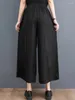 Pantaloni femminili neri vintage alta gamba larga donna irregolare patchwork sciolto le donne casual pantaloni modalità streetwear estate 2024
