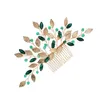 Haarclips Bruidslegeringskam met groene strass Luxe accessoires kant voor prinses feest gunsten