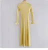 402 XL 2024 Milan Runway Dress Spring Summer Long Sleeve Lapel Neck Kint kjol Kvinnlig klänning Fashion High Quality Qiahe