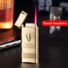 Direct Punch Red Flame Windproof Metal Butane Without Gas Lighter Induction Ignition Slim Outdoor Portable Cigar Lighter High-end Gift
