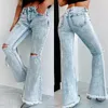 Женские джинсы европейские и американские пятно разорванные микрофоры, вымытые брюки с высокой талией