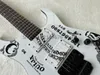 Shop personalizzato KH-2 Ouija Kirk Hammett White Electric Guitar Star Moon Inlay Floyd Rose Tremolo Black Hardware China EMG Pickups 9V Battery Box