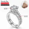 Anéis de casamento GRA Certificados 3,5cttw Todos os anéis de linha de moissanita definidos para mulheres S925 Bandas de prata VVS1 Anel de casamento de diamante banhado 18k jóias finas 240419