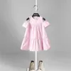 Sukienki dziewczynki 2024 Koreańska sukienka dziewczyny ubranie moda moda maluch maluch księżniczka krótkie rękawie letnie dziecko urodzinowe dziecko