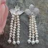 Kolczyki Dangle Sprzedaj naturalną białą perłową mikro inkrutarne akcesoria cyrkonowe biżuteria mody