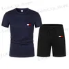 Tracksuits voor heren nieuwe zomer korte slijmvissende sportset voor heren mode casual t-shirt+shorts 2-delige set T240419