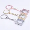 Keychains 10st/Lot Glass Geometric Ashes Urn Locket Pendant Keychain For Men Clear Square Living Relicario Keyring smycken