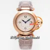 Pasha WGPA0018 Szwajcarski kwarc Watch Watch AF 30 mm Rose Gold White Tekstrutowa tarcza szarych skórzane paski Panie zegarki Lady Super Edition RelOJ de Mujer Pureteime Ptcar