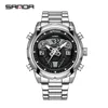 Wristwatches SANDA 9022 Product Dual Display For Men Multifunctional Fashion Sports Luminous LED Electronic Waterproof Clock