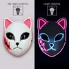 Material Lighing PVC Glowing Demon Slayer Fox Mask Halloween Party Japanese Anime Cosplay Costume LED Masks Festival Favor Props P0726 s