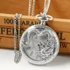 Relógios de bolso Half Hollow Silver Dragon Design Homens Mulheres Assistem Cadeia Cool Relógio Crianças Presente