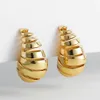 Vintage Spiral Chunky Hollow Stud Earrings for Women Trend Glossy Gold Color Thick Teardrop Earring Jewelry Gifts Wholesale 240419