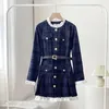 Lässige Kleider französischer Vintage Herbst Frauen koreanische Mode elegante Party Mini Kleiderinnen Frau Langarm süße einteilige 2024