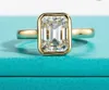 Anello solitario borosa 100% 925 argento sterling da 1-3ct taglio a smeraldo simulato simulato gemma gemma anello nuziale fidanzamento gioielli raffinati per donne d240419