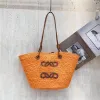 Kvinnor Bohemian Boho Straw Beach Bag Womens Designer virkning Knittingspåsar broderi bokstav sommar avslappnad totes väska