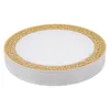 Plates Gold Disposable Plastic -Lace Design Wedding Party Lace Salad/Dessert 25Pack-7.5Inch