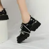 Casual Shoes 2024 Punk Style Thick Sole Women Flats Square Toe Lace-up Woman Retro Platform Läderklänning Espadrilles
