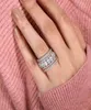 Marca de choucong anéis de casamento exclusivos jóias de luxo 925 prata esterlina preenchimento rosa de ouro oval cortado topázio de diamante CZ diamante WO8745710