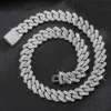 Hip Hop Shiny 15mm Cuban Link Catena Collana Donne uomini Silver Rhinestone Iced Out Cuban Chain Punk Gioielli Punk Regalo 240323