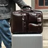 Bortkroppar Business Leather Portcase Man Bag Multifunktionella retro Män axel 17 tum datorhuvudlager Kohude Handväska