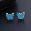 Pendientes de diseñador originales de Vancelfe para mujeres Pendientes de diseño blanco Natural Fritillaria Pendientes de mariposa Pendientes Azules Azules con logotipo