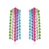 Pendientes colgantes de cristales de coloridos retro Tassel Exagerada Cascada de pintura creativa Joyas brillantes para mujeres