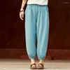 Pantaloni da donna oversize di lino di cotone casual da donna ankleleglength pantalone pantalone pantalone femmini