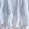 Ruffles Lace Patchwork Cotton White Mini jupe haute taille aux jupes Aline pour femmes 2024 Été 240411