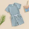 Ensemble de vêtements pour bébés garçons tenues d'été T-shirt à manches courtes et shorts élastiques pour ensemble de vêtements de vacances en 2 pièces