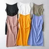 Casual Dresses Hepburn Style franska fancy off-shoulder ruffle höft kort kjol tätt midja elegant smal ser ärmlös fast färg