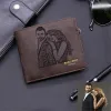 Wallets Custom Picture Text Wallet for Men Leather Purse with Zipper Coin Purses Engraved Photo Words Gift for Men Personalized Gifts